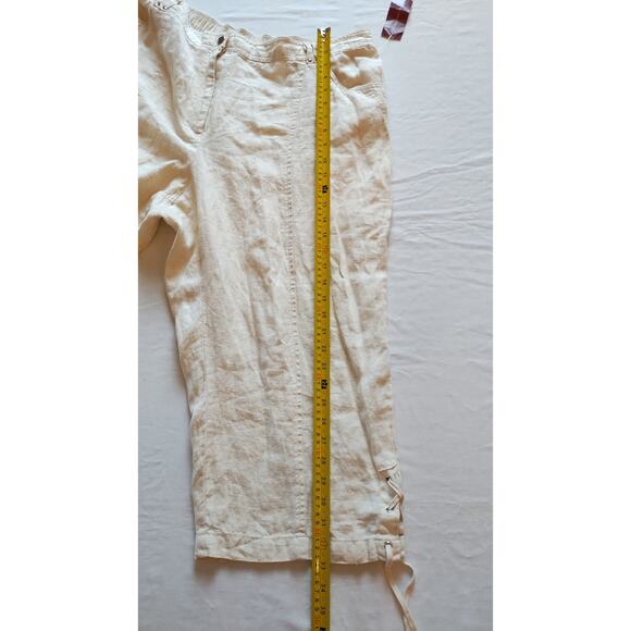 NWT JM Collection Womens 20w Ivory pants 100% Linen Wide Leg Lagenlook Capri - Picture 14 of 16